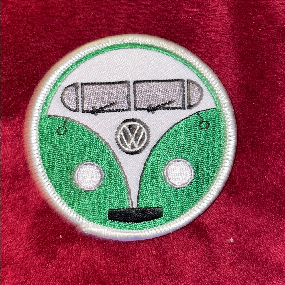 VW Green and White Iron-on embroidery patch